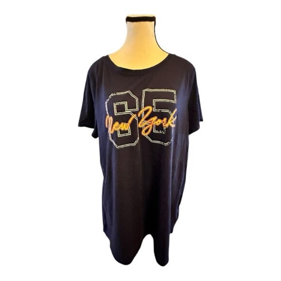 Women’s torrid 1 Navy New York Everyday Signature Jersey Crew Neck Tee 14 16 1X - Picture 4 of 10